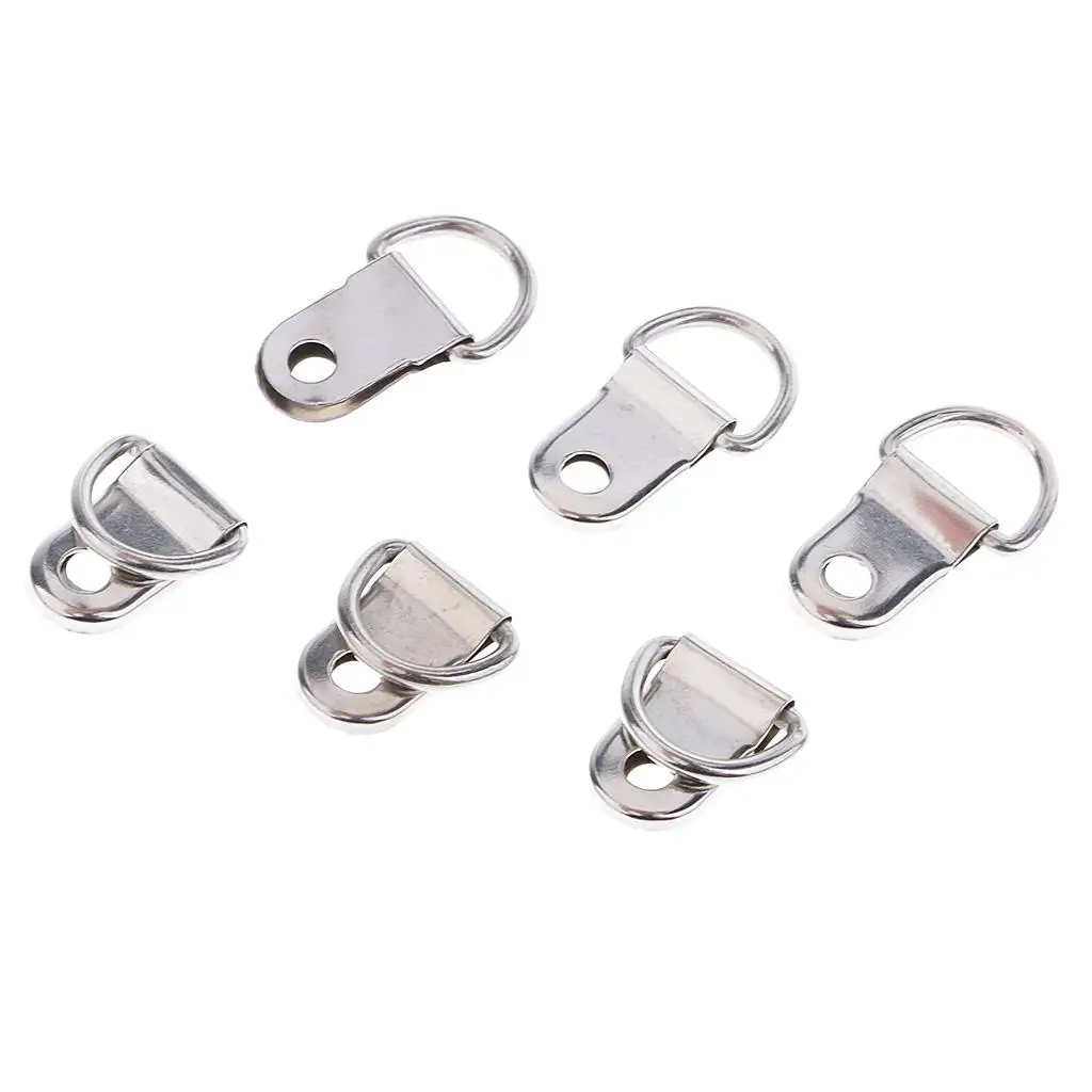 100 Pieces Picture Frame D Ring Hangers Single Hole D-Ring Hanger without Screws 2.5 x 1 cm