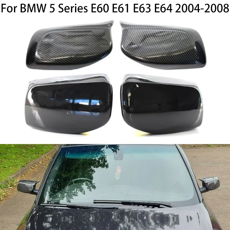 

Car Rearview Side Mirror Covers Cap For BMW 5 Series E60 E61 E63 E64 2004-2008 520i 525i 528i 528xi 530i Carbon Fiber Black