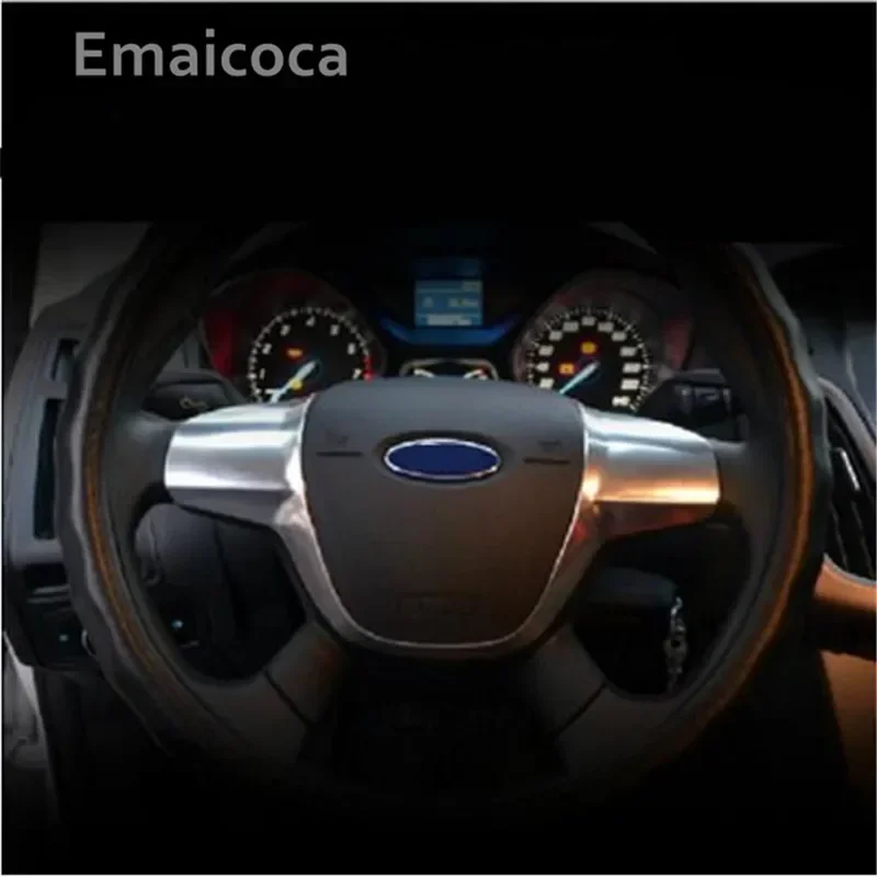 Emaicoca ABS Chrome trim steering wheel cover sticker case for Ford Focus 3 mk3 2012-2014/ Kuga 2013-2015 auto accessories