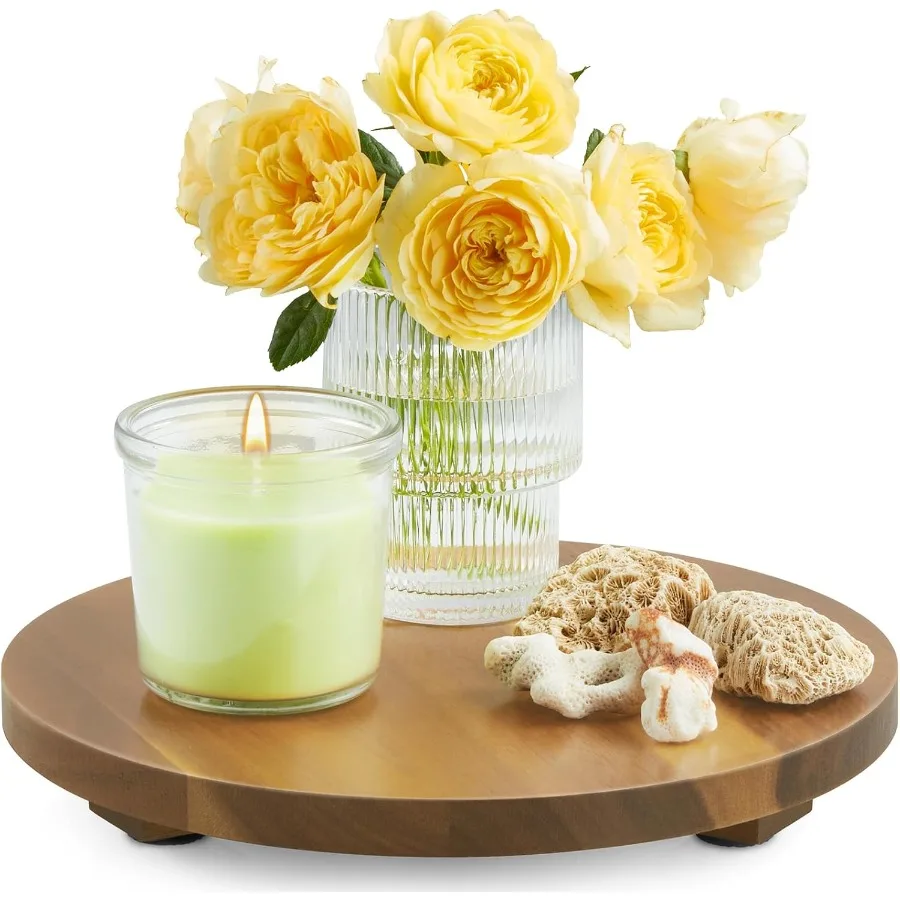 

Маленький круглый декоративный поднос из дерева акации, подставка на пьедестале, фермерский дом, декор для ванной комнаты, кухонная тарелка, держатель для мыла, деревянная подставка для Vanit