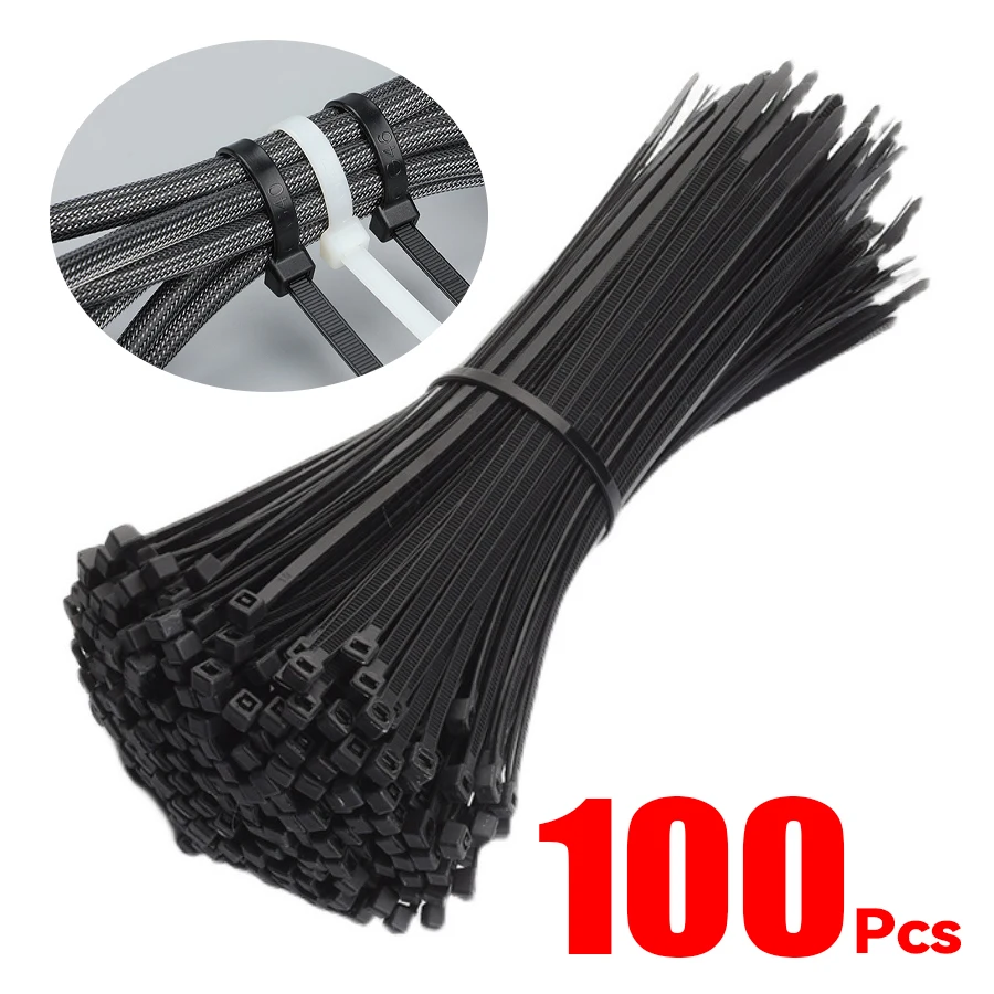 

100Pcs Nylon Cable Ties Self-locking Cord Ties Straps Adjustable Cables Fastening Loop Home Office Wire Zip Ties Wholesale