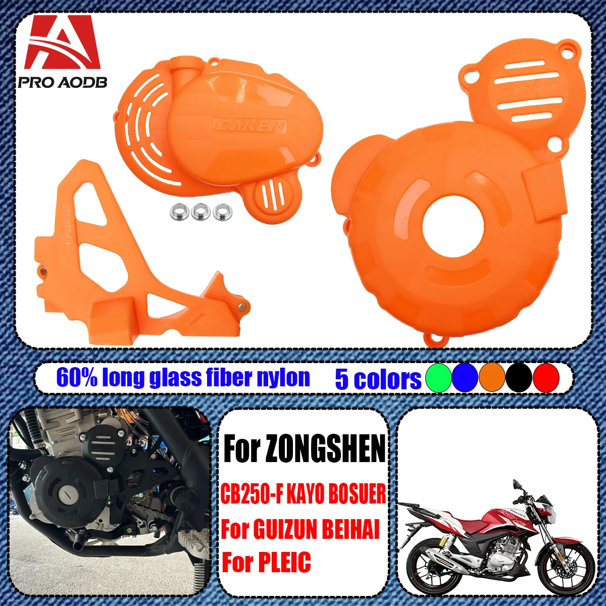 Plastic Engine Clutch Guard Water Pump Cover Ignition Protector For ZongShen CB250F ZS172FMM-3 Engine KAYO MOTAX MXR Motorcycle