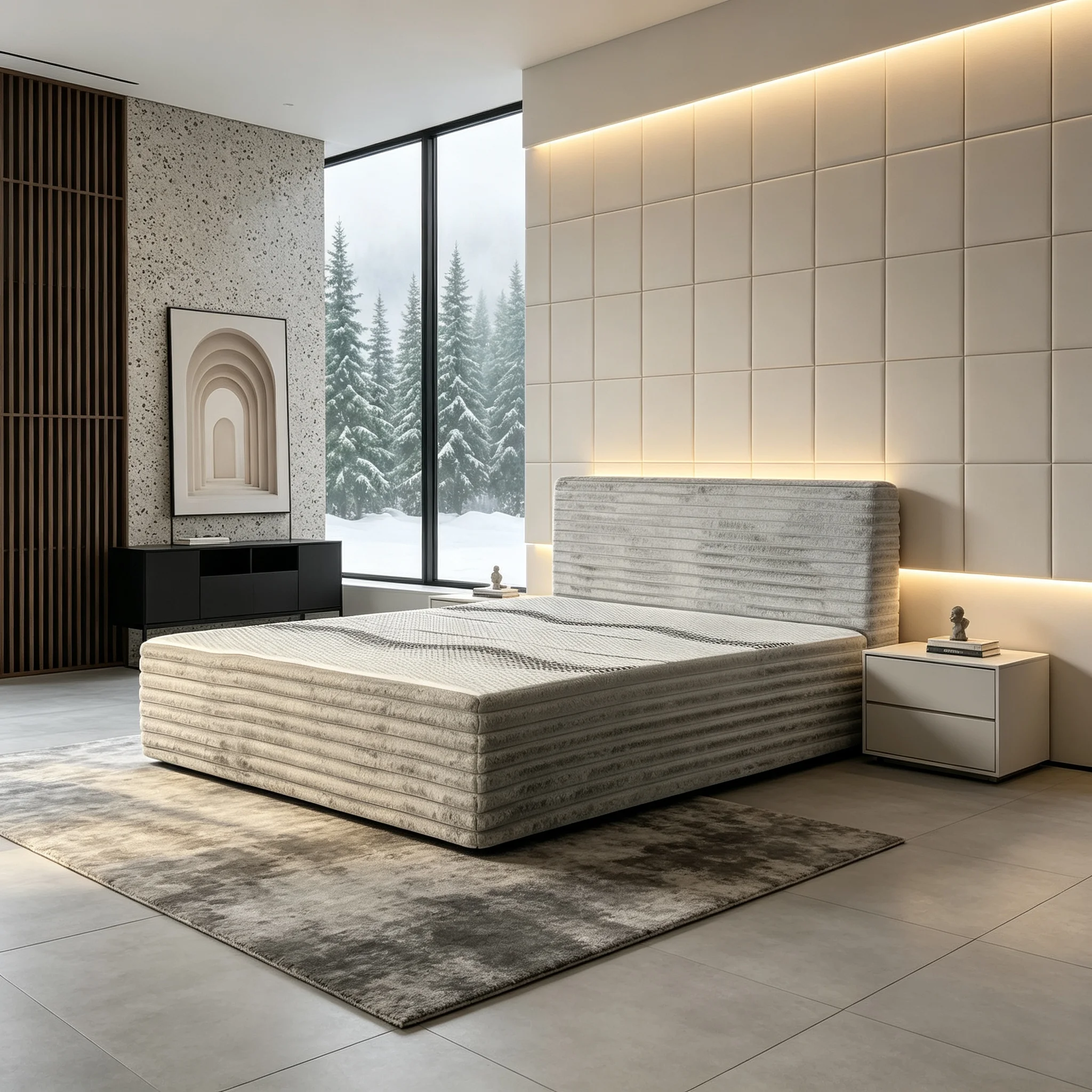 #Modern Minimalist Soft Compress Roll Bed Mattress Set High Density Sponge Upholstery Velvet Space-Saving Design 5-Year Warranty