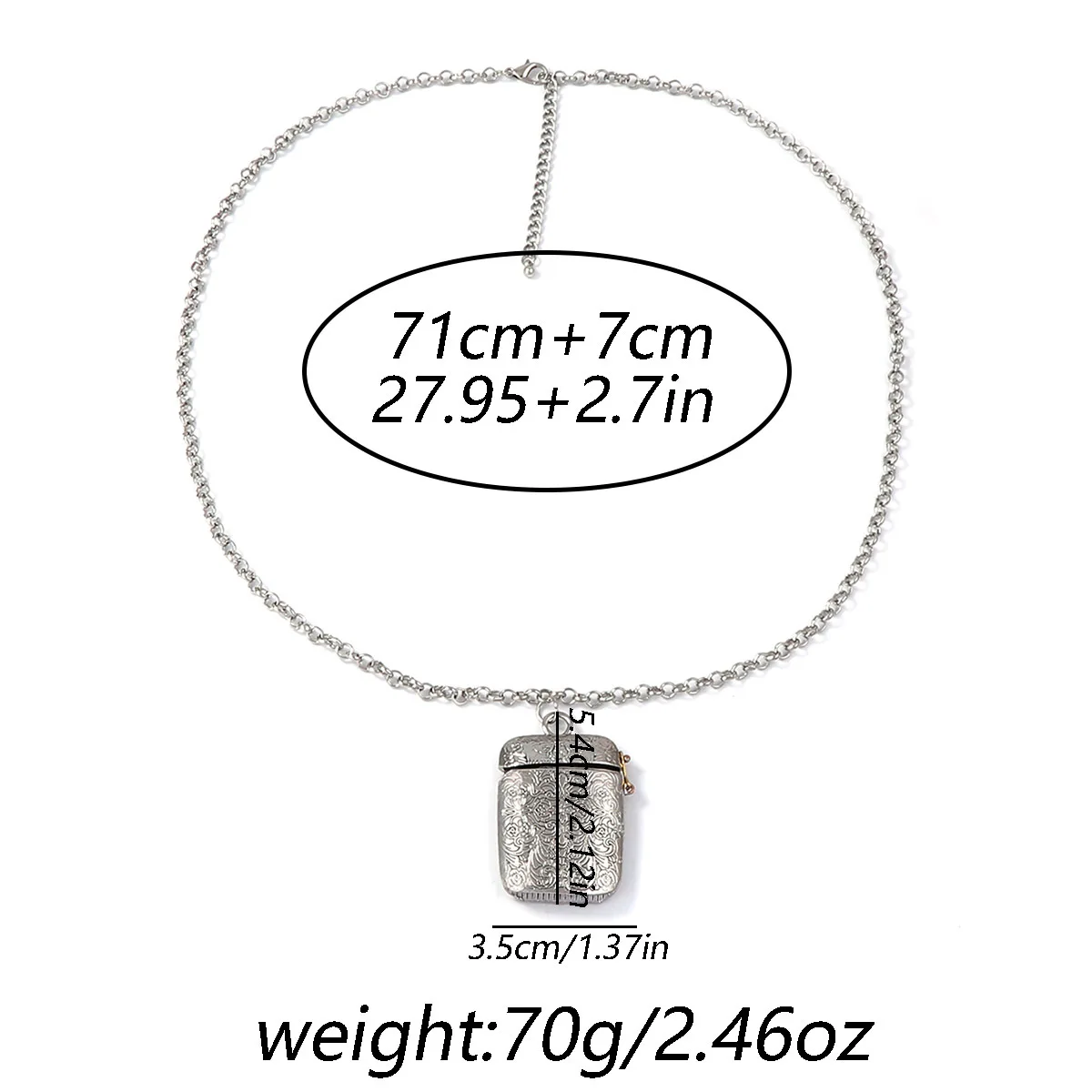 ZAA Metalllegierung Schnitzerei Textur Quadratische Box Anhänger Halsketten für Frauen Langhals Schmuck Mode Urlaub Party Zubehör Geschenke – Detail 1