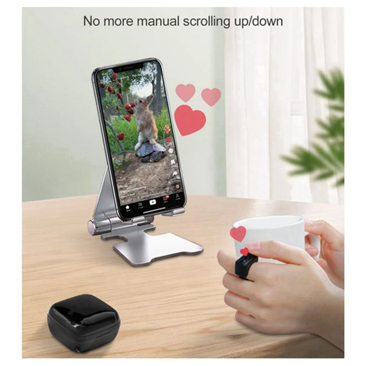 ABSQ-Remote Control Page Turner Ring for Kindle Paperwhite Oasis, Bluetooth E-Reader Controller, TikTok Ring, Camera Shutter