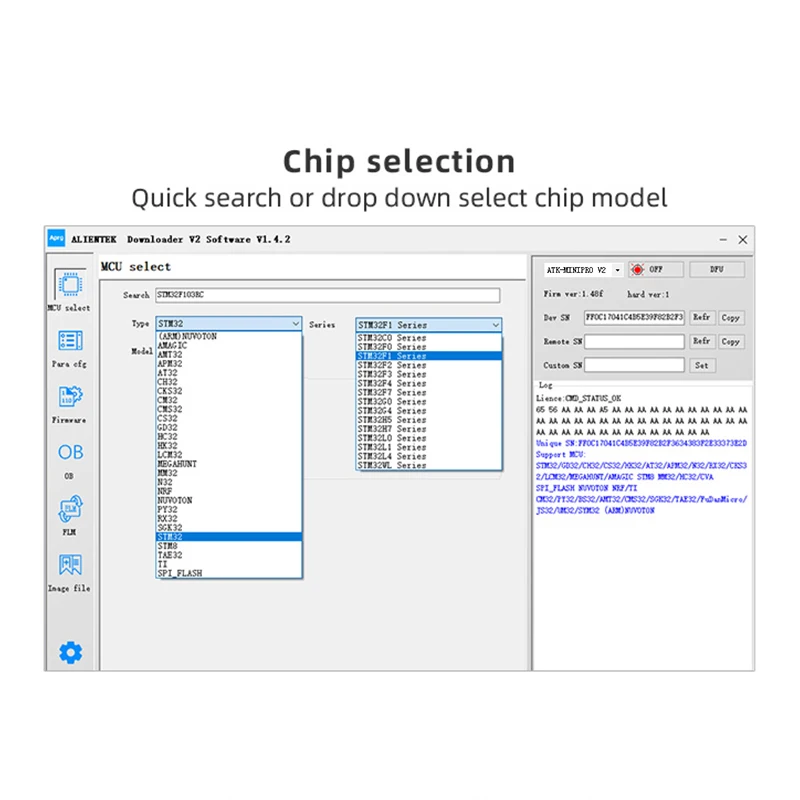 ALIENTEK MiNI-Pro Offline Downloader V2 Programmer Downloader STM32 STM8 MM32 Universal Burner Offline Programming