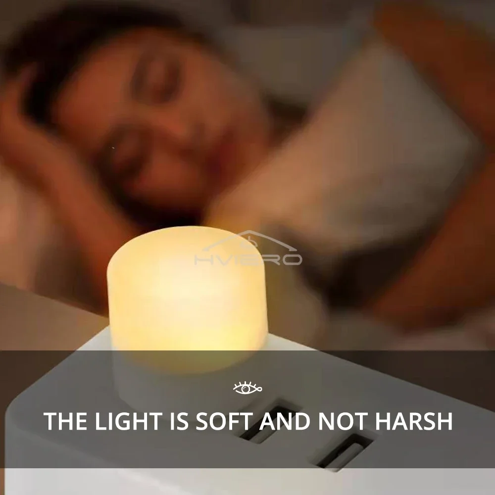 1-10 ชิ้น Mini USB Night Light Warm White Eye Protection อ่านหนังสือปลั๊กคอมพิวเตอร์โทรศัพท์มือถือชาร์จ LED โคมไฟแบบพกพา