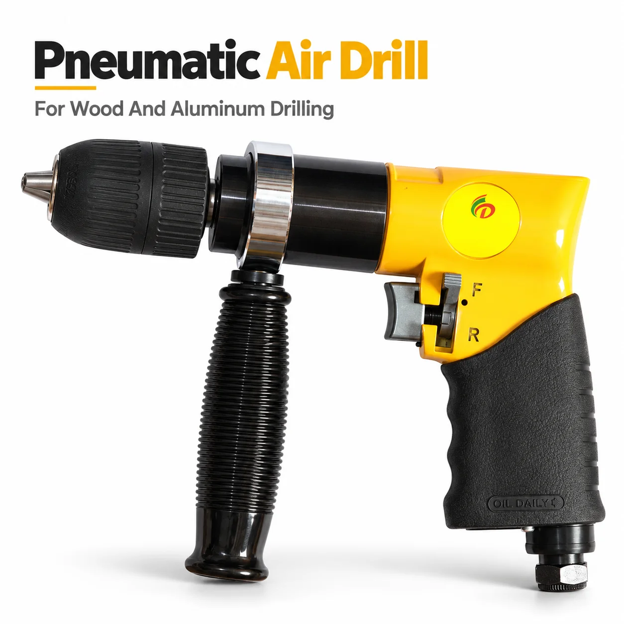 AOLIVIYA Pneumatic Air Drill 800 RPM Reversible Pistol Grip Air Powered Hand Drill For Metal Woodworking Furniture Repair AT4423