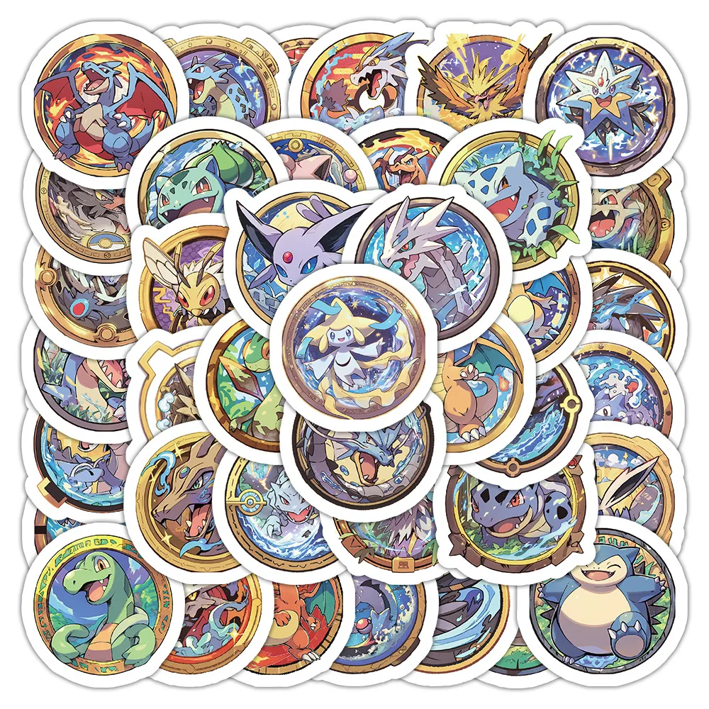 

60PCS Pokemon Emblem Sticker Cute Cartoon Anime Cup Decoration Multi-functional Kawaii Waterproof Sticker Holiday Gifts