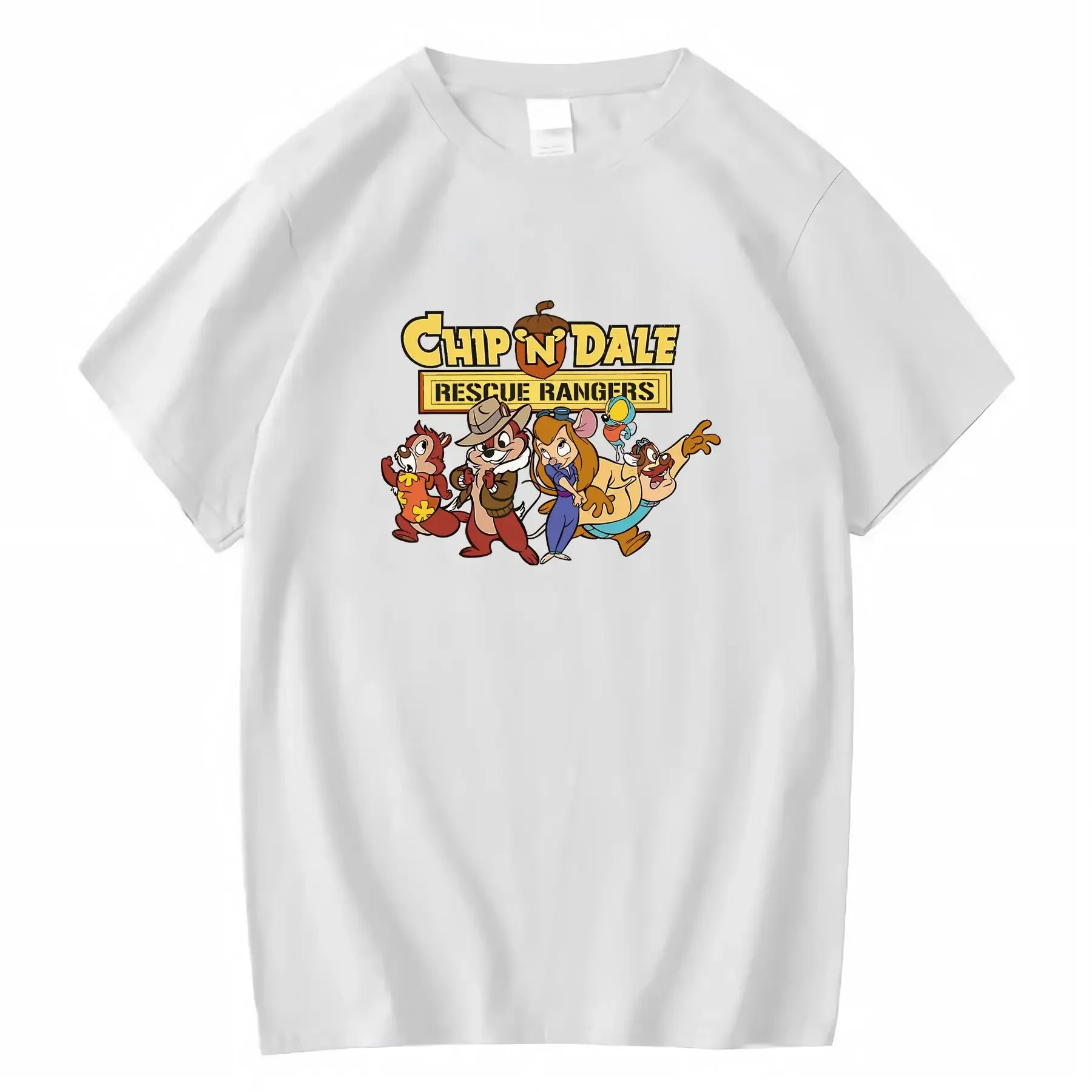 تي شيرت نسائي من Chip 'n' Dale Rescue Rangers تي شيرت ناعم من الفسكوز برقبة دائرية للربيع والصيف والخريف والسفر عتيق مغسول للجنسين #2