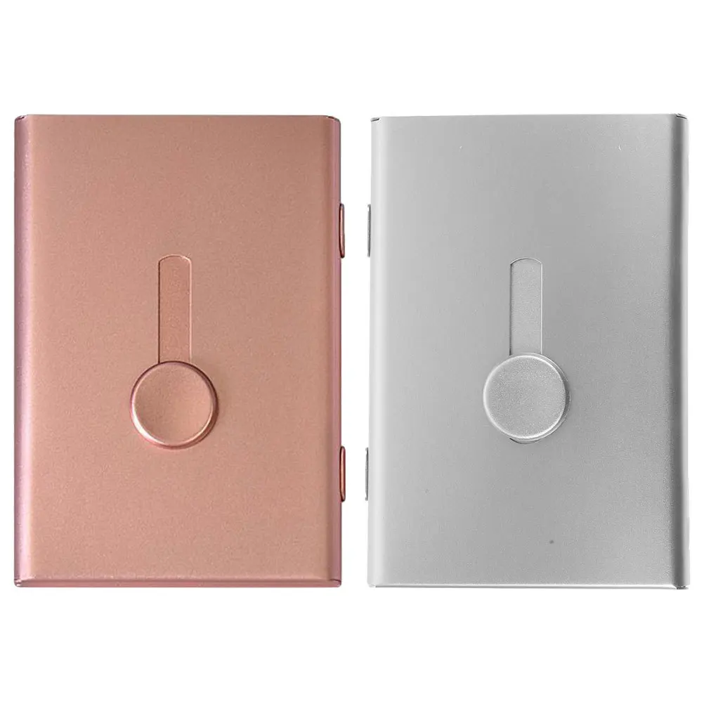 Étui pour cartes de visite en métal, 2 pièces, support coulissant élégant pour hommes et femmes, portefeuille Compact pour cartes d'identité de crédit, fournitures de bureau