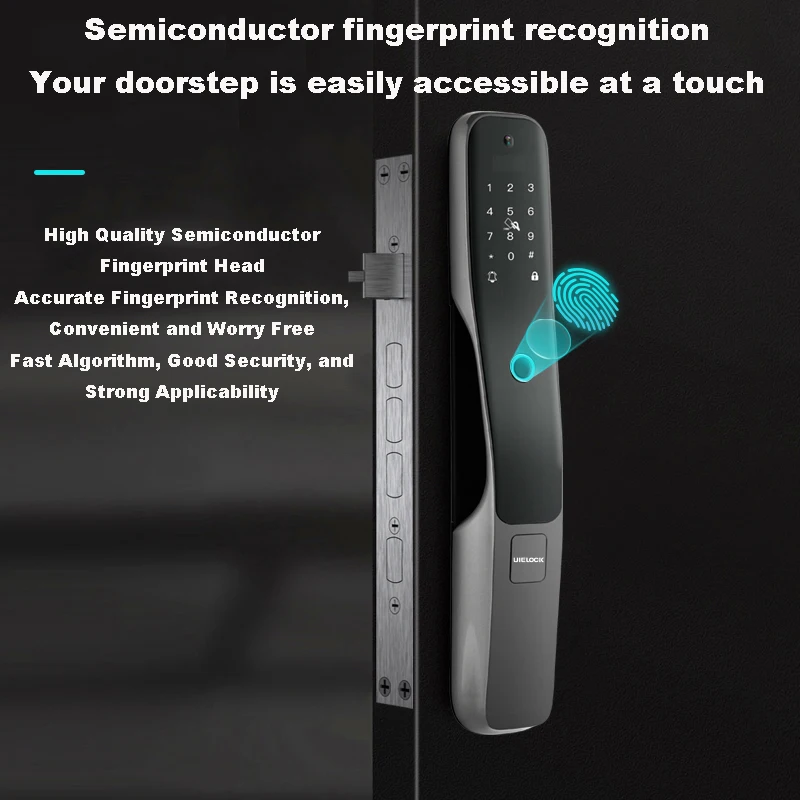 Smart Door Lock Security Camera Monitor, inteligente impressão digital senha biométrica, chave eletrônica de desbloqueio