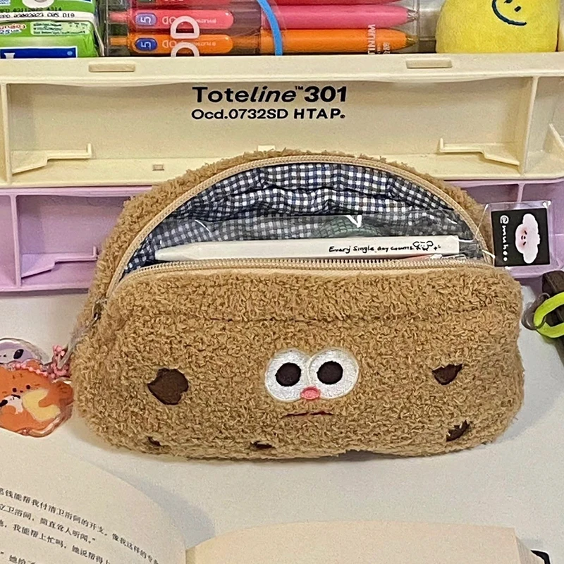 Cartoon Cookies Plush Pencil Case Cute Stuffed Pencil Bag Kawaii Stationery Storage Bag Portable Travel Cosmetic Bag