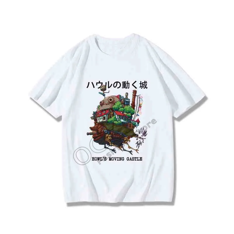 Summer 2024 Miyazaki Hayao Around Short Sleeved Hal's Moving Castle Movie Anime Men And Women Y2K Style Cotton T-Shirt Male