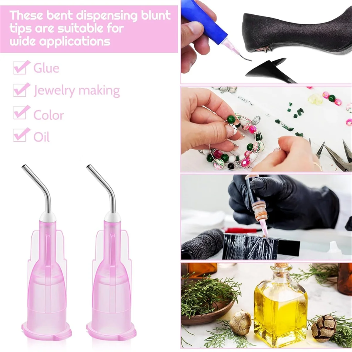 A97G 300 قطعة نصائح الاستغناء المنحنية طرف حاد الاستغناء عن الإبر الأسنان قبل عازمة تدفق الاستغناء إبرة نصائح الوردي