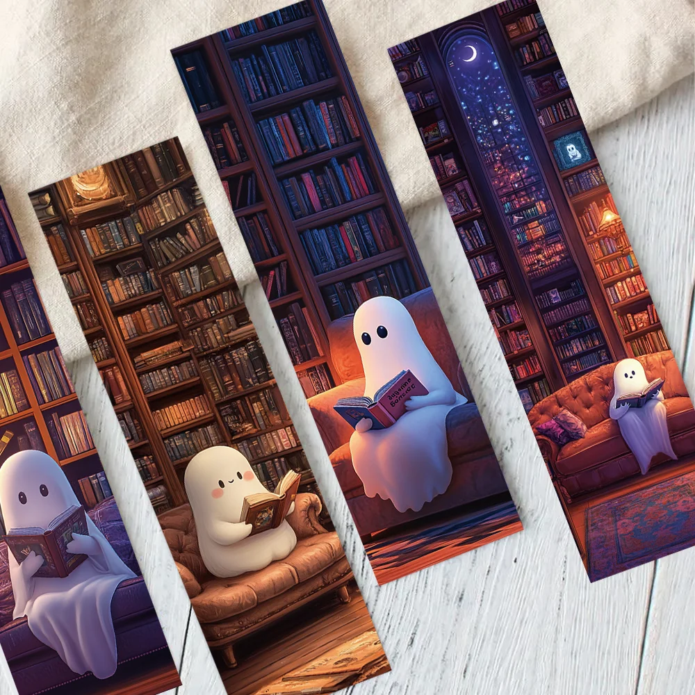 30pcs library ghost reading bookmarks for students paper card decorating books book page labeling page book marking DIY