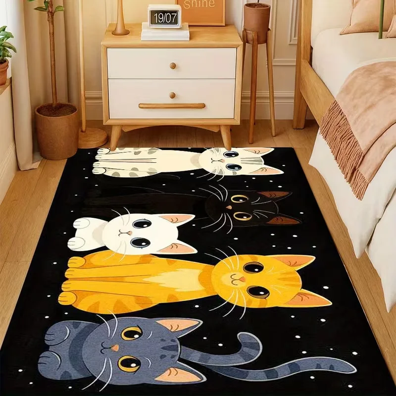 Colored Cat Pattern Mat Living Room Bedroom Decor Pet Animal Cartoon Rug Nursery Non Slip Floor Cover Home Soft Door Mat
