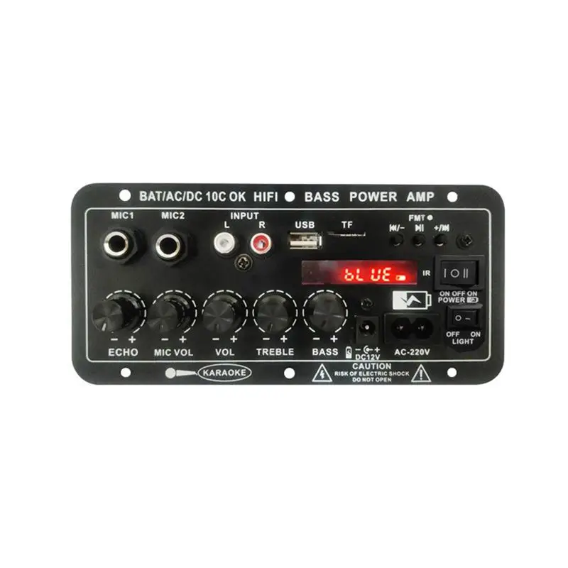 

~【On Sale】Power Amplification Board D10C BT 5.0 Dual Microphone Subwoofer Battery Rechargeable Digital Amplifier Board Karaoke