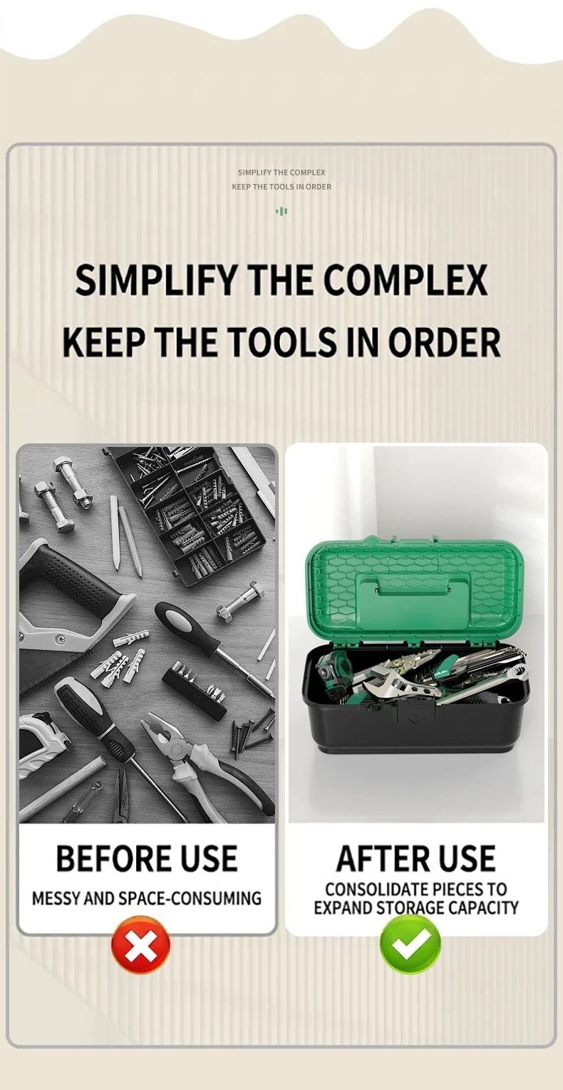 BAOLIAN Industrielle, minimalistische, tragbare Werkzeugkiste für Zuhause, Autoreparatur, Hardware, Elektriker, Aufbewahrungsbox, modisch – Detail 4