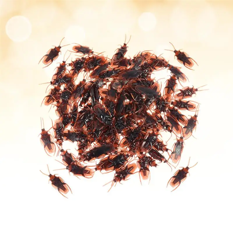 60/150pcs Prank Fake Roaches Realistic Plastic Bugs Funny Trick Joke Toys Novelty Cockroach Halloween Party Decoration Props