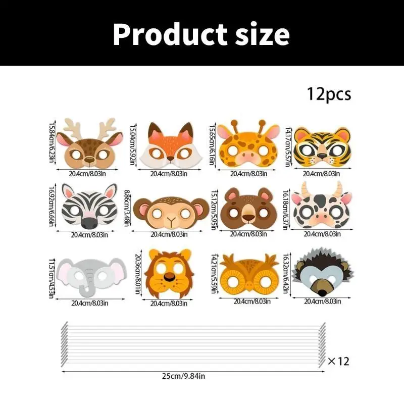 652f bosvriend kinderen feestmasker 12 -pieces set karton dierengezicht masker voor verkleed leuke Halloween cosplay