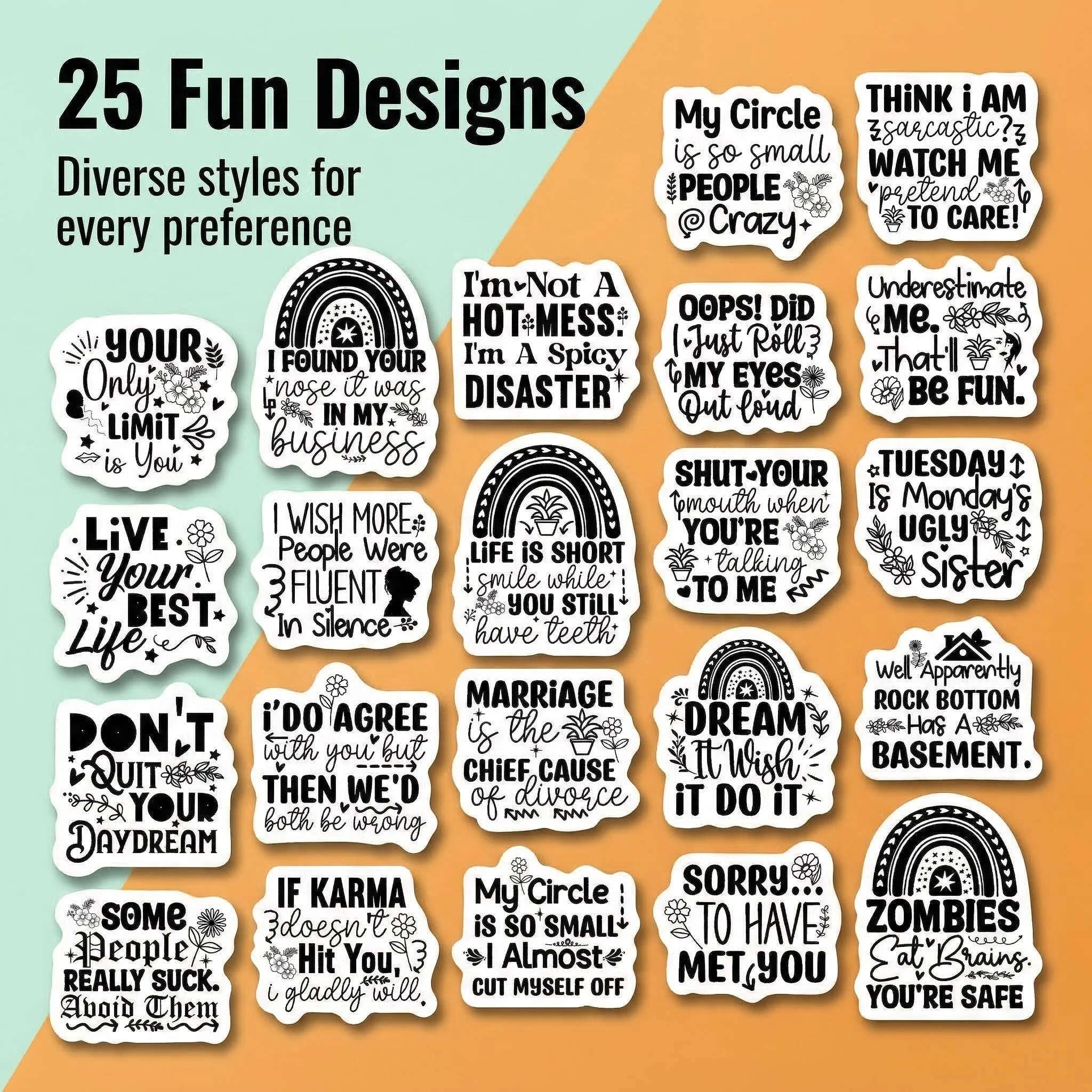 

Набор из 50 забавных стикеров с цитатами, черные эстетичные саркастические наклейки для ноутбука, бутылки для воды, чехла для телефона, скрапбукинга, виниловые наклейки