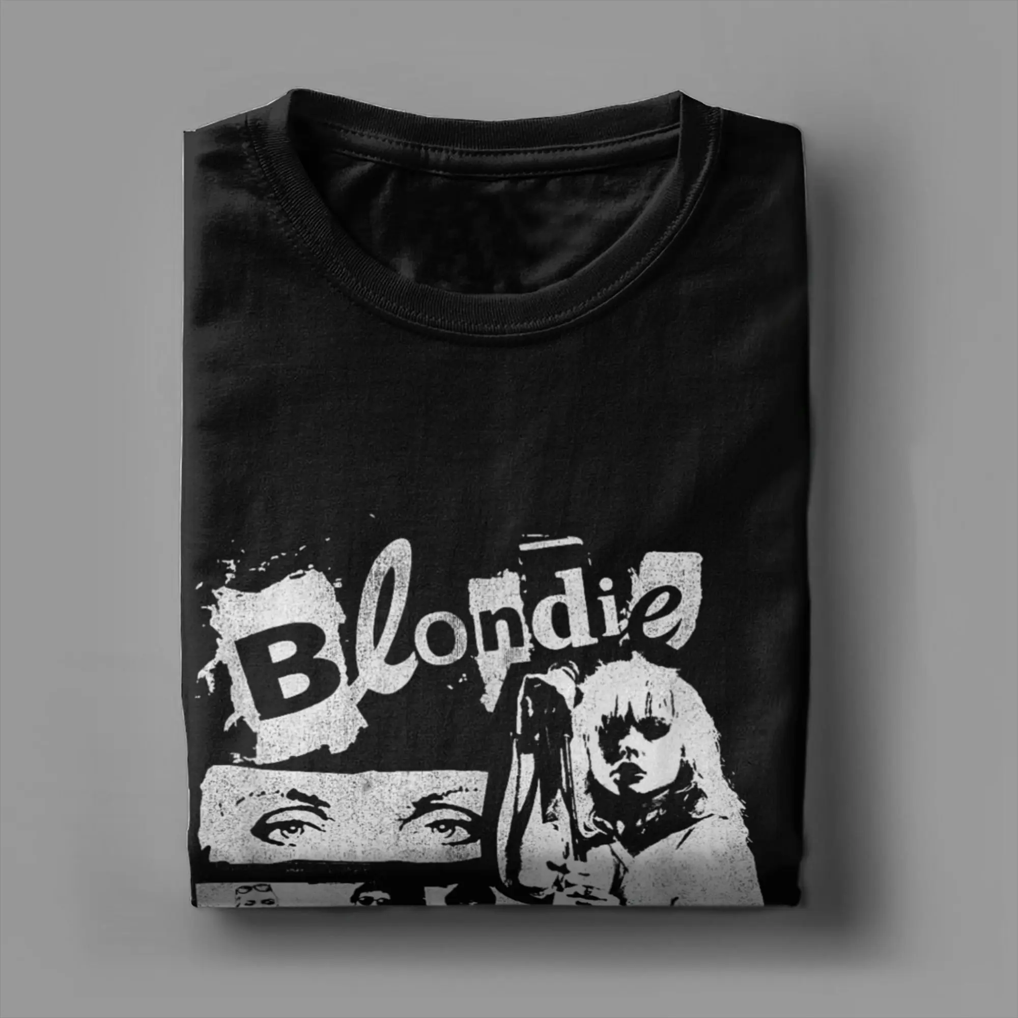 الرجال تي شيرت Blondies الشرير Zine Collage الفرقة متعة القطن الخالص تي شيرت قصير الأكمام تي شيرت الجولة الرقبة بلايز هدية فكرة #3