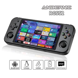 ANBERNIC RG552 Handheld Game Console 5.36‘’ IPS Screen Android Linux Dual Systems Retro Video Game Player Built in 4000+ Games