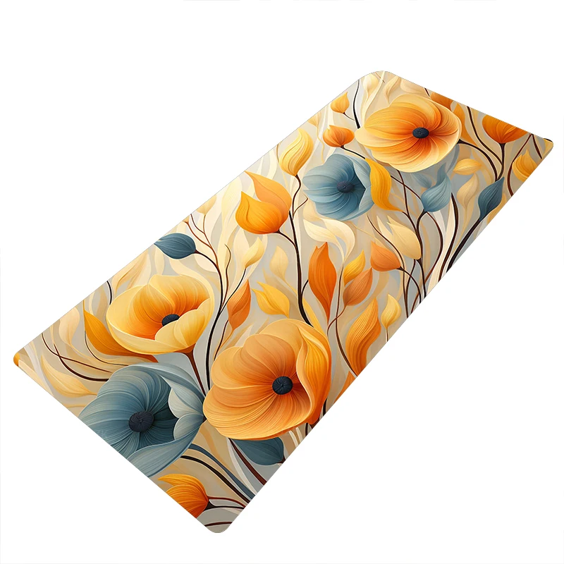 Vibrant Floral Desk Mat, Abstract Colorful Flower HD Keyboard Pad , Large Desk Pad Mouse Pad, Fall Leaves Cute Desk Accessory