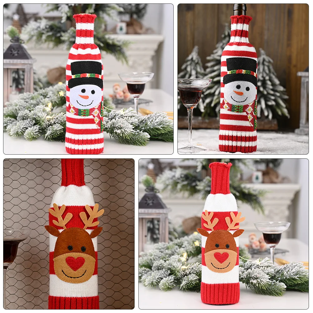 

2pcs Wine Sweaters Knitted Christmas Bottle Covers Cozy Xmas Gift For Family Friends Knit Bottle Bags Decorations Bar Tools