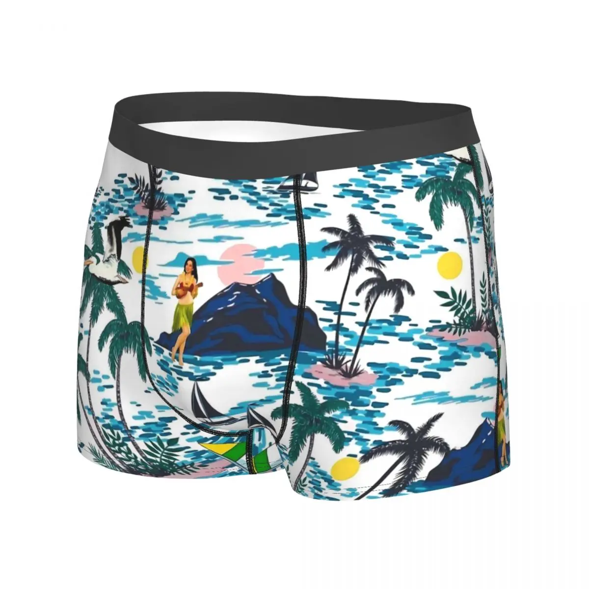 Tropical Hawaiian Palm Trees Underwear Sexy Panties Printed Boxer Brief Pouch Men Large Size Boxershorts