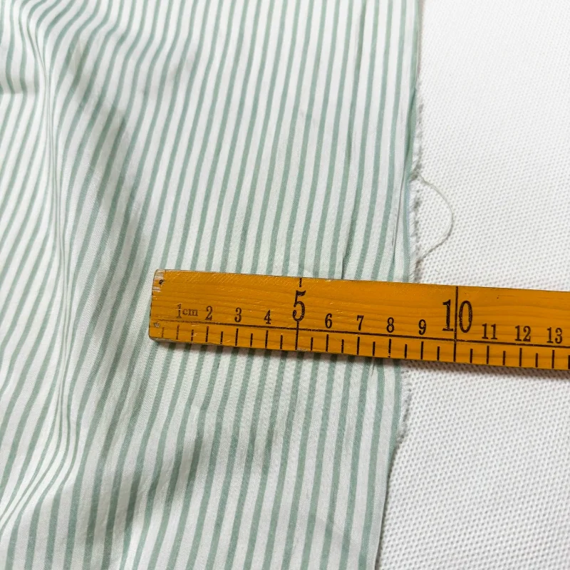 Light Green Horizontal Stripe Silk Cotton Satin Fabric Semi Sheer Dress Curtain Tablecloth DIY Handmade Sewing Craft Material view 6