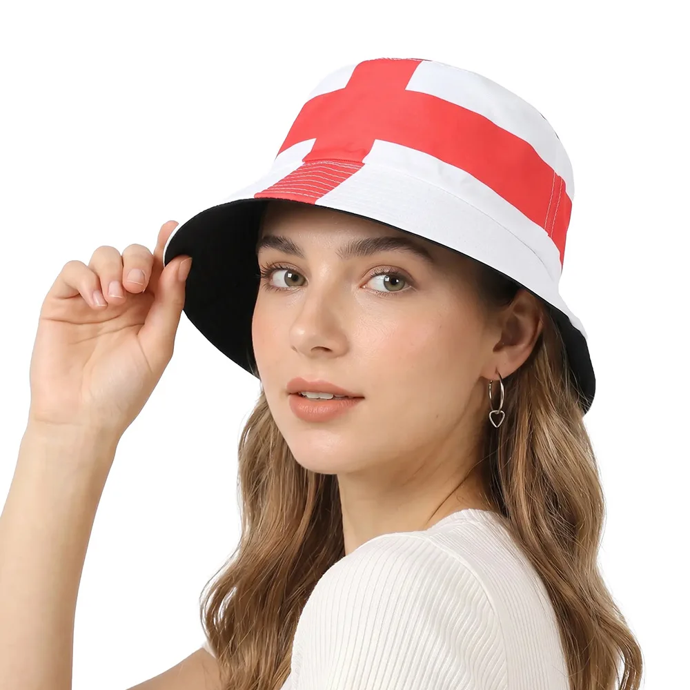 1pc Sun Flag Bucket Hats Men Women Outdoor Sunscreen Support Print Sun Cap Reversible Sun Hats Fisherman Hats for Parties