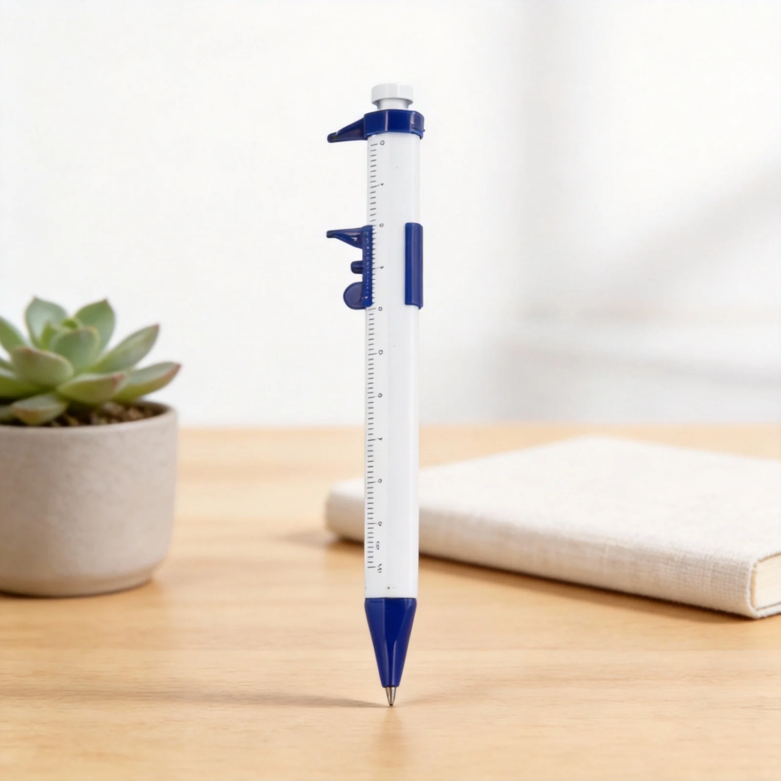 Blue Multifunction Pen Ballpoint Pen 2 In 1 Function Engraved Graduations Easy To Carry Suitable For Children Office Use