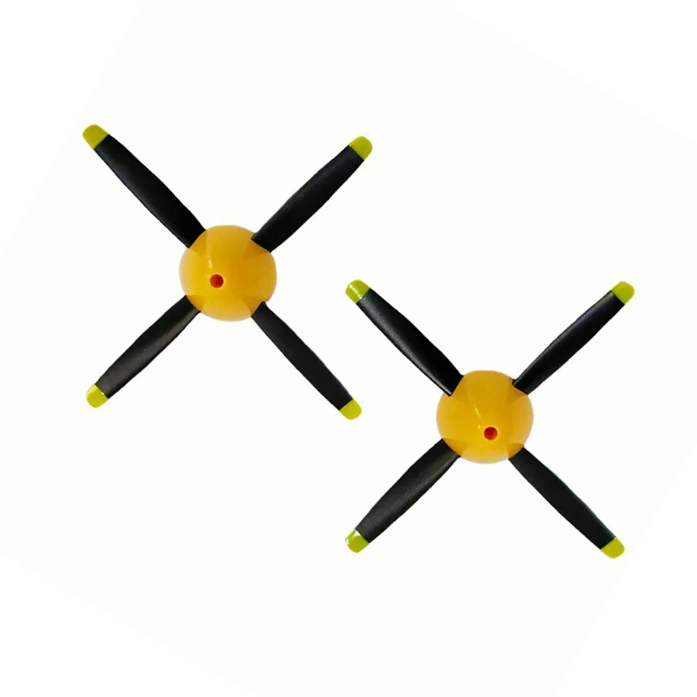 Das Zubehör für das Sayzon P51D Musting RC-Flugzeug (510 mm Spannweite) umfasst einen Propeller und ein rotes/gelbes Fahrwerk. – Detail 8