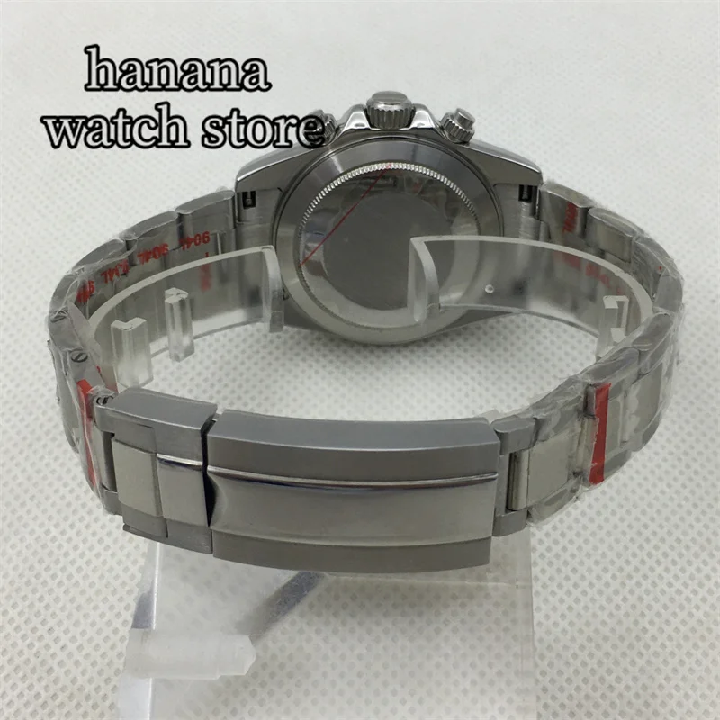 39mm VK63 Quartz Watch Men's White dial Silver case Black bezel Sapphire Glass Sports Chronograph Stainless Steel Oysterbracelet