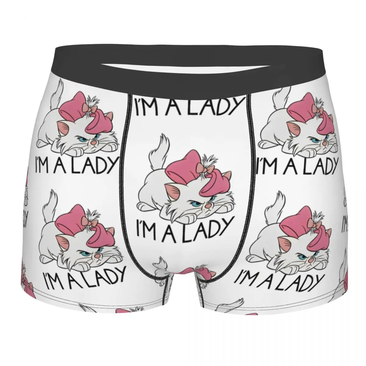 Men I'm A Lady Marie Aristocats Cute Cats Boxer Shorts Panties Breathable Underwear Male Humor Long Underpants