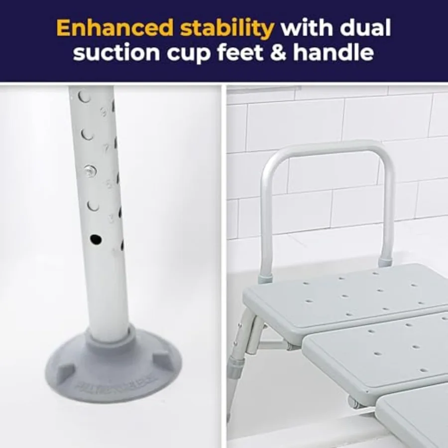 Drive Medical Tub Transfer Bench for Bathtub - Safer Independent Bathing Aid - Height Adjustable Bench - Sturdy Aluminum Constr