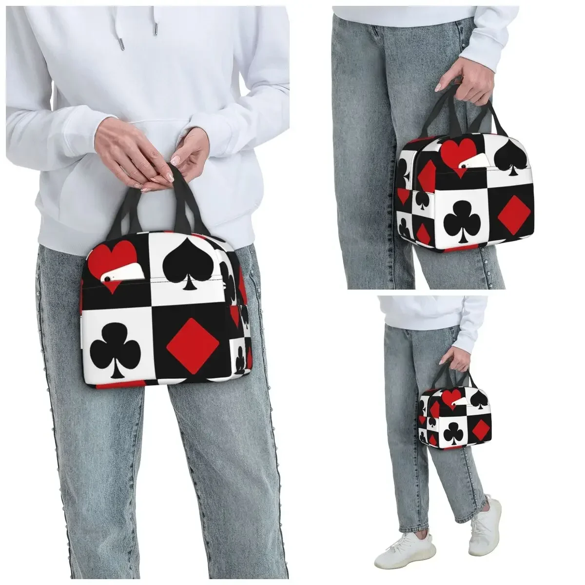Playing Card Insulated Lunch Bag for Women Office Cooler Thermal Food Box Tote Portable Lunch Boxes Container