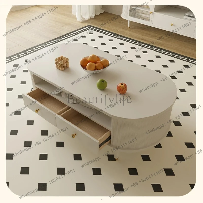 solid wood tea table TV cabinet simple cream wind small apartment living room tea table Nordic storage cabinet