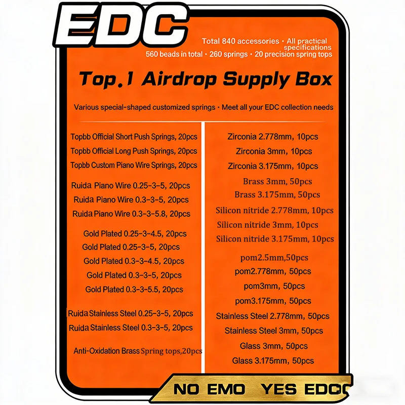 EDC Meccanico Push Slider Fidget Toy Scatola di accessori Perline a molla Fidget Spinner Refit Kit di accessori