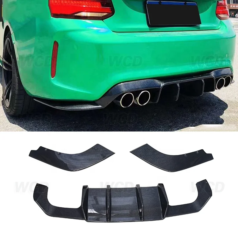 V Type Rear Car Bumper Lip bon Fiber   Diffuser For BMW M2 M2C F87