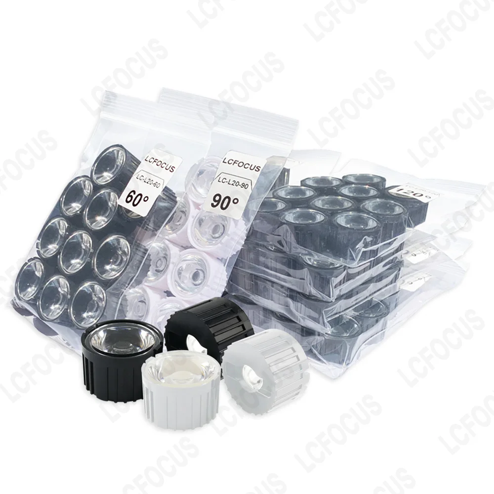 Imagem -05 - Lente Led Lente 10 15 30 45 60 90 120 Graus Refletor Colimador 20 mm Lente Óptica Acrílica Pmma 10 Peças 1w 3w 5w