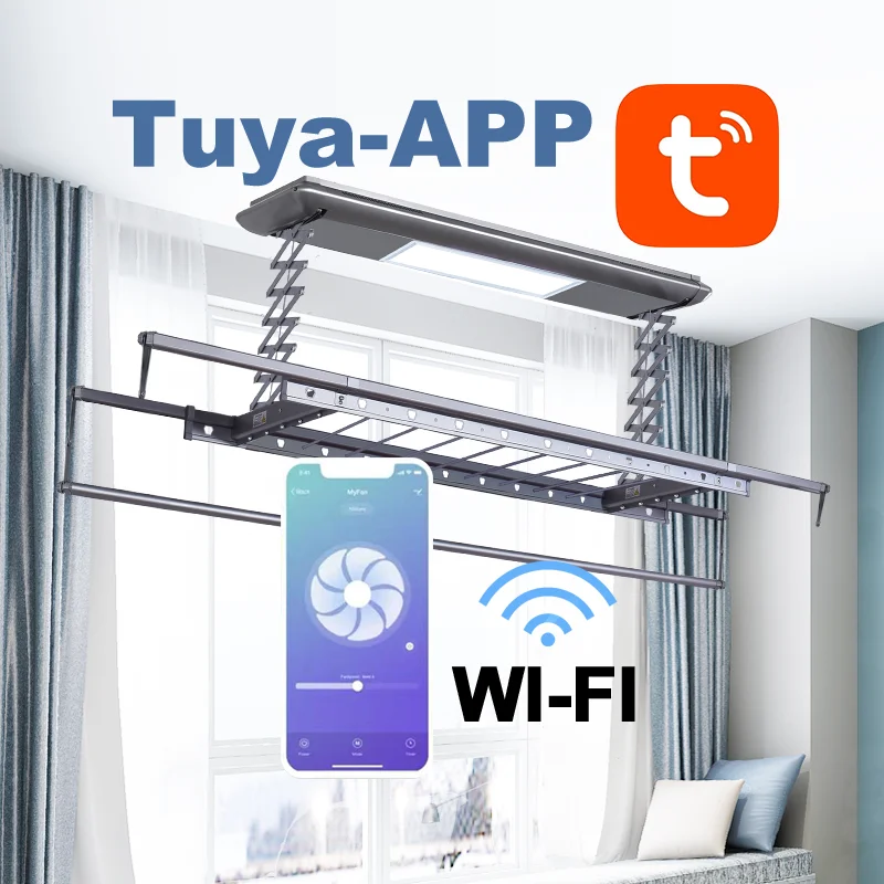 

Remote Control Electric Balcony Foldable Automatic Intelligent Ceiling Hanger Clothes Electric Dryer Aluminum Pipe Clothes Rack