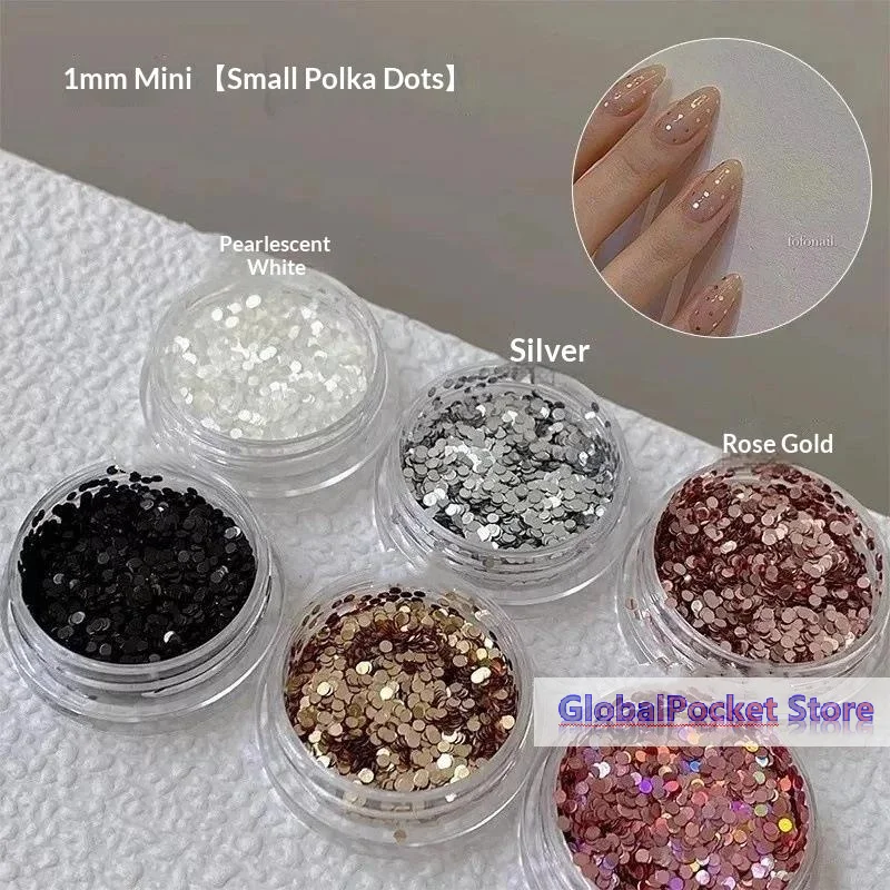 [TG823]1Box 1mm Mini Round Nail Art Glitter Sequins Shiny Effect Multi Color Options For DIY Manicure Home Nail Salon Use
