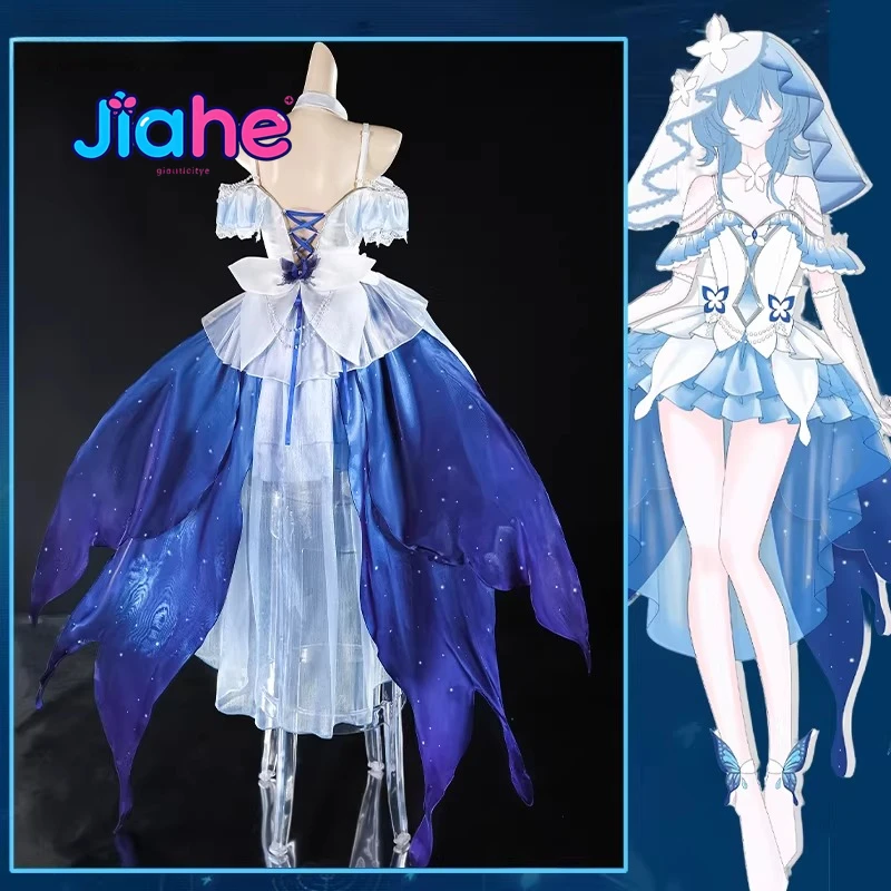 

Game Cosplay Wuthering Waves The Shorekeeper Cosplay New Sweet Blue Wedding Dress Headwear Gloves Girls Halloween Party Uniform