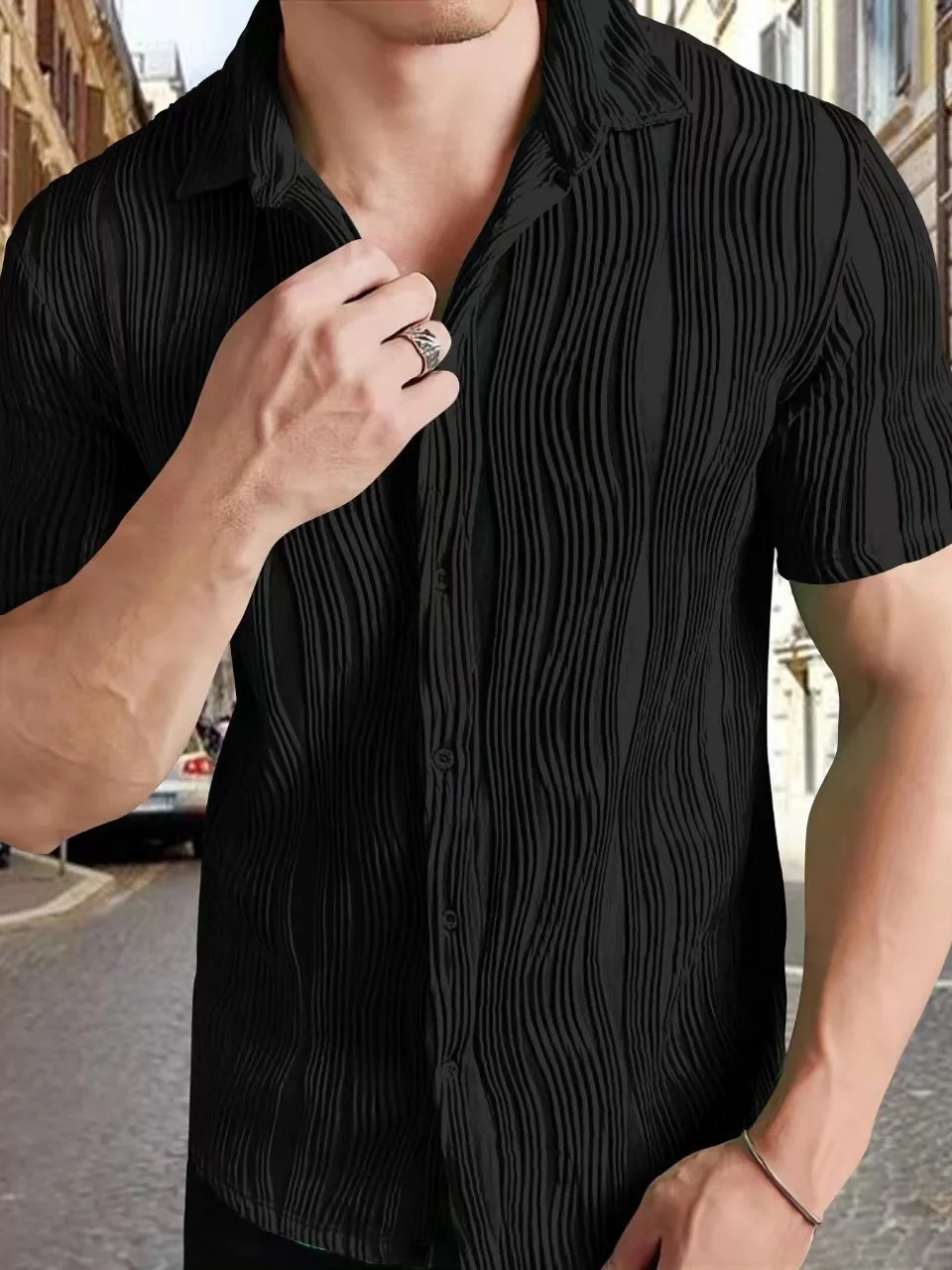 

Мужской повседневный однотонный топ ort Sve irt свободного кроя, дышащий весенне-летний топ из другого материала