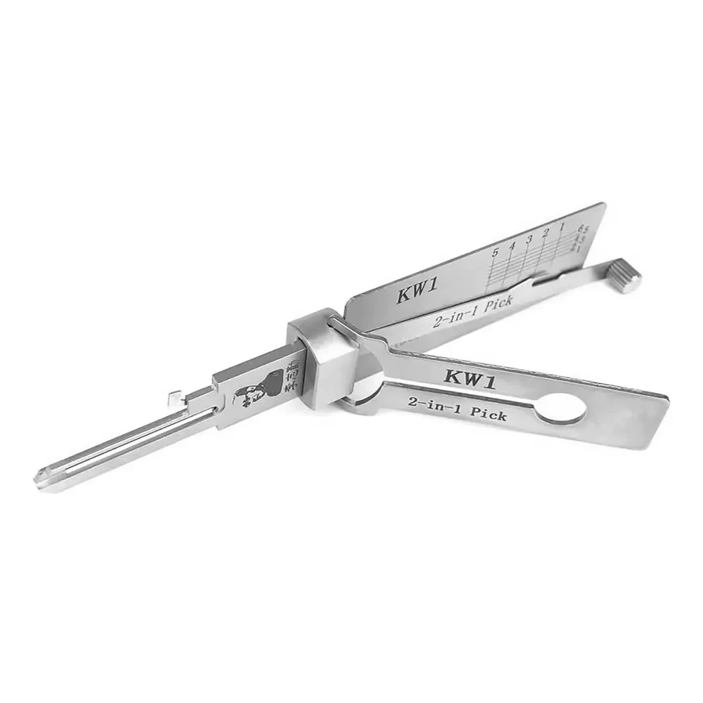 1 Stück Silbernes Schlosserwerkzeug 2-in-1 KW1 Präzisions-Haken- und Pick-Set für Schlüssel, Wartung, Reparatur, Auto-Entriegelung und Ingenieurwesen – Detail 4