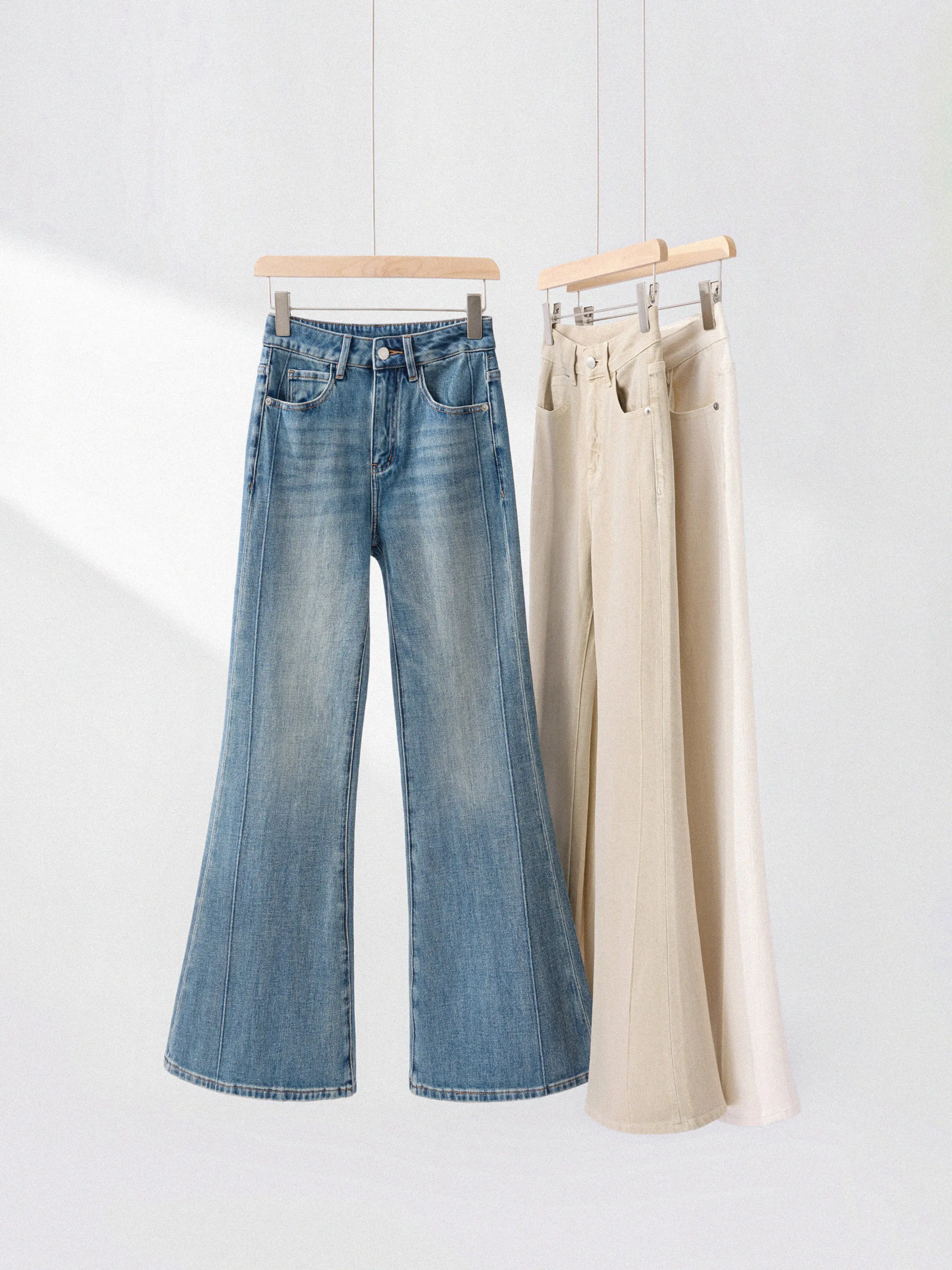 Women Retro Flare Jeans High Waist Slim Fit Denim Pants Bell Bottom Trousers Vintage Streetwear Spring Fashion Lady Chic Style