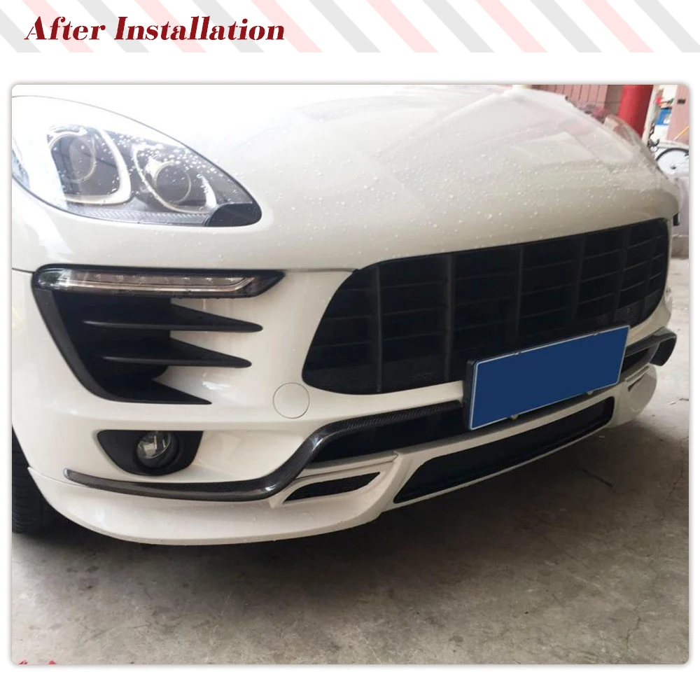 Karbonowe owiewki przedniego zderzaka, dokładki, błotniki do Porsche Macan Base 2014-2017, karbonowe wloty powietrza, płetwy, splittery, body kit. — zdjęcie 4